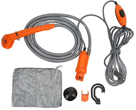 Alcachofa de Ducha Portátil, Fydun Multifuncional Cabezal de Ducha para Campamento Al Aire Libre con Adaptador de Cigarrillos de Coche de 12 V para Camping, Senderismo, RV, Mascota