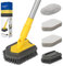 Bathroom Tile Cleaner,3 in1 Shower Cleaning Brush,Long Handle Scrubbing Brush 147cm,Stiff Bristles Tub Tile Scrubber Brush Sponge+Microfiber Pad, Cleaning Bathroom Tub Tile Sink Wall
