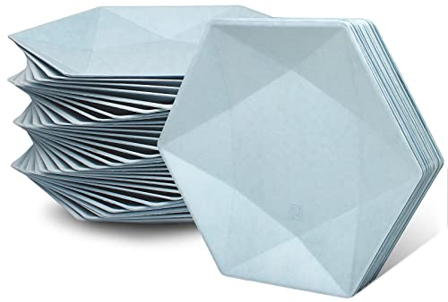 CVIUYO 8 Hexagon Blue Paper Plates 30 Pack Biodegradable & Microwave-Safe Disposable Dessert Plates for Christmas,Weddings,Picnics,BBQ & Snowflake Parties