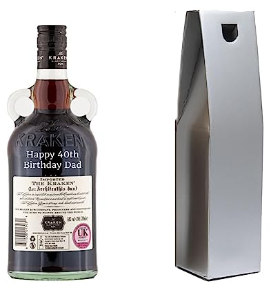 Personalised Bottle of Kraken Black Spiced Rum 70cl (Silver Gift Box)