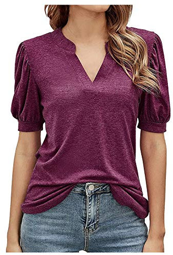Mode T-Shirt Frauen Top Loser V-Ausschnitt stabile Kurzarm-Casual-Damenbluse Karo Kauer Damen