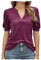 Mode T-Shirt Frauen Top Loser V-Ausschnitt stabile Kurzarm-Casual-Damenbluse Karo Kauer Damen