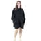 EHC Unisex Oversized Wearable Soft Warm Teddy Fleece Hoodie Sweatshirt Cuddly Blanket, Gift For Her, Gift For Him 80 x 90 cm, Black