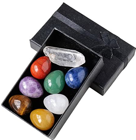 Eiförmige Kristallsteine | Pocket Palm Crystal Set Edelsteine Rock Ornament - Polierte Kristall Eisteine für Dekoration, Sammlung, Geburtstagsgeschenke