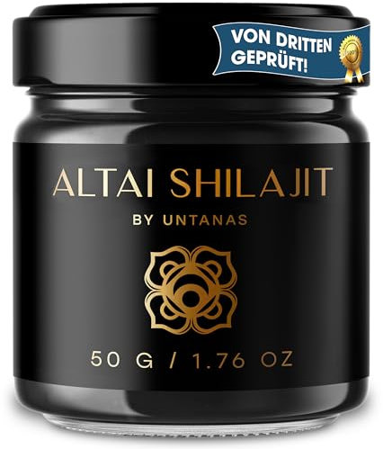 Altai Shilajit-Harz - 50g Hochdosiertes Reines Shilajit, 87+ Mineralien, Fulvinsäure - Schwermetallgeprüft & Kaltwassergefiltert - Natürlich - Für mehr Balance und Vitalität - 4 Monate Vorrat