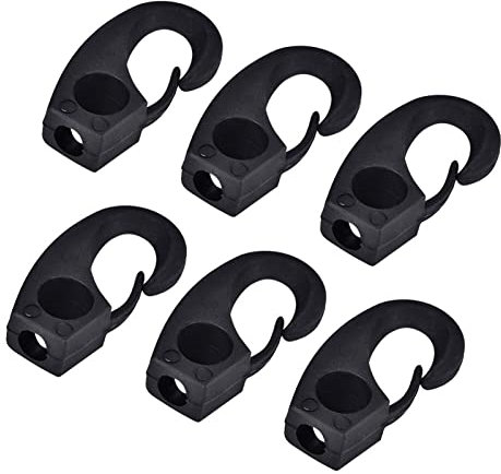 6 Pcs Nylon Lashing Shock Hook For Boat Canoe Kayak Boating Accessories Black, Sailing Plastic Hooks, Kayak Car Bumper Clips