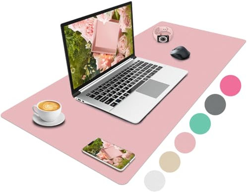 Niviy Desk Protector Pad Pink, Non-Slip PU Leather Desk Mat for Women, Large Mouse Pad Laptop Desk Writing Mat, Waterproof Mouse Mat for Laptop Accessories (90 x 43 cm)