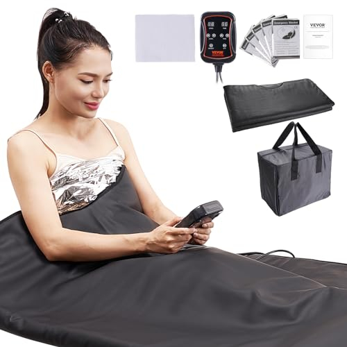 VEVOR 560W Infrarot Saunadecke Sauna Blanket 1-6 Stufen (35°C-85°C) Infrarotdecke 40-Minuten-Fettverbrennung Heizdecke 5-Schicht-Sicherheitsmaterialien Heizmatte Körper Abnehmen Fitness