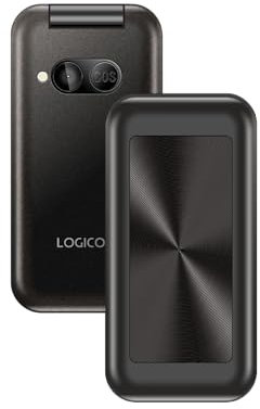 Logicom - Mobile à Clapet Double Sim Le Fleep 450 avec Bluetooth, Écran 1,77’’, Mémoire 48 Go, Batterie de 1000 mAh, Autonomie Jusqu’à 7 Jours en Veille, avec Fonction Torche - Noir