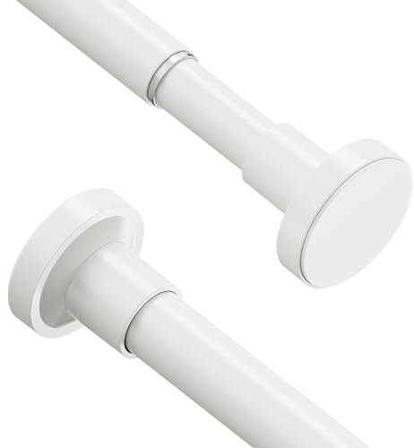 WELDUN 2 Stücke Gardinenstange ohne Bohren 48-118CM Teleskopstange Duschvorhangstange Einstellbare Vorhangstange für Kleiderschrank, Fenster, Badezimmer, Weiß