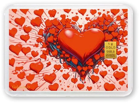 Goldschulz Goldbarren 1g 1 Gramm Motivbox - Herzen Glückwünsche - Geschenk + Echtheitszertifikat
