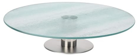 Tortenplatte Tortenständer Kuchenplatte Servierplatte Glas drehbar mit Edelstahlfuß Ø30xH7cm