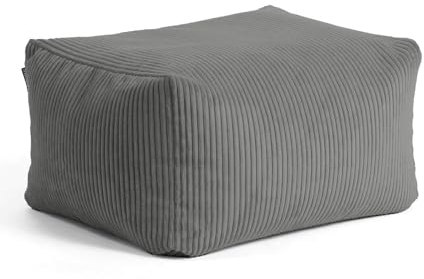 mokebo Pouf oder Hocker mit Cordbezug 'Der Ruhestifter', Sitzhocker o. Sitzpouf mit EPS-Perlen-Füllung, auch als Fußhocker aus Cord o. Beistelltisch fürs Wohnzimmer in 65x55x35 cm (B/T/H) in Anthrazit
