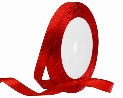 Rot Satinband 10mm x 22 Meters Stoffbänder für Geschenkverpackungen, Blumensträuße, Kunsthandwerk und Hochzeitsdekoration