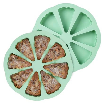 QELEG Silikon-Backform, antihaftbeschichtet, dreieckig, Backform für Pizzascheiben, Brownies, Muffins, Käsekuchen, Gebäck, Maisbrot, Grün/8 Mulden, 2 Stück