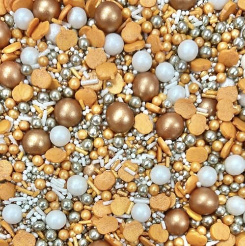 Halloween Autumn pumpkin spice rose gold orange sprinkles edible chocolate pearls cupcake cake toppers biscuits pearls decoration strands 100s 1000s party baking PUMPKIN SPICE