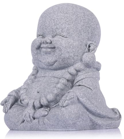 QIANLING 7,6 cm lachender Buddha-Statue für den Innenbereich, Zen China Mönch Baby Buddha, Glücks-Skulptur, Ornament, Feng Shui, Mythos, Budha-Idol für Frieden, Zuhause, Dekoration, Arbeitszimmer,