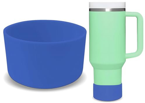 GJV Upgrade Protective Silicone Boot Bumper for Stanley Quencher Adventure 40oz 30oz 20oz 30oz Tumbler, Water Bottle Bottom Sleeve Cover Accessories for Stanley Mug Cup (Dark Blue, OD:2.95in/7.5cm)