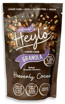 Heylo Keto Breakfast Cocoa Crunch Granola -360G - ONLY 1.7 Gram Carb per Serving - Low Carb Keto Cereal. (360g, Cocoa)