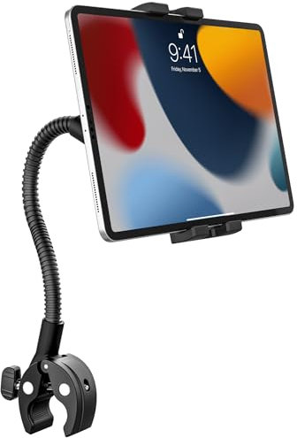 woleyi Soporte Tablet para Cochecito Silla de Ruedas Barco Bicicleta con Cuello de Cisne, Soporte Tablet Manillar Poste Barra Tubo para iPad Mini Air Pro, Galaxy Tab, Kindle, Fire, Teléfono, 4-13