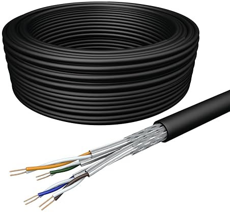 Draka Netzwerkkabel Patchkabel LAN Kabel Flexibel Cat 7 S/FTP PiMF LSZH Halogenfrei AWG 26/7 Installationskabel Datenkabel PoE 100% Kupfer UC900 Flex 10Gbit/s (Schwarz, 100m)