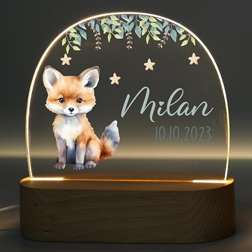 MINIHELDEN - Personalisiertes Nachtlicht Kinder, Dimmbare Nachttisch LED Lampe für Kinderzimmer Deko, Nacht-Licht Baby Geschenke für Mädchen und Jungen zur Geburt, Taufe und als Ostergeschenk