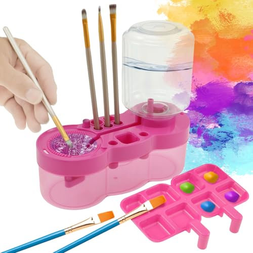 Paint Brush Rinser, Multifunctional Paint Brush Cleaner Art Supplies, Painting Water Dispenser Water Cycle Rinser, Tool for Acrylic, Watercolor, and Water-Based Paints (Purple)