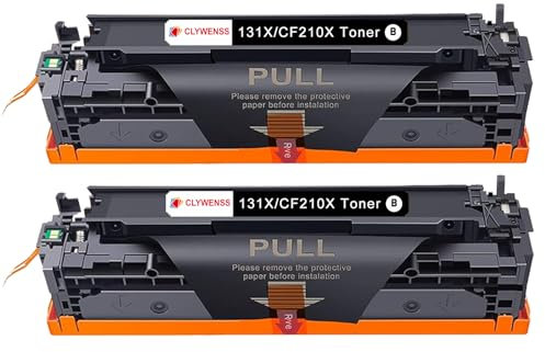Clywenss 131X CF210X Toner Kompatibel mit HP Laserjet Pro 200 Color M251n M251nw MFP M276n M276nw, 128A M1415fn CM1415fnw CP1525n CP1525nw, 125A CP1515N CM1312 CM1312nfi CP1518n CP1518ni, 2-Schwarz