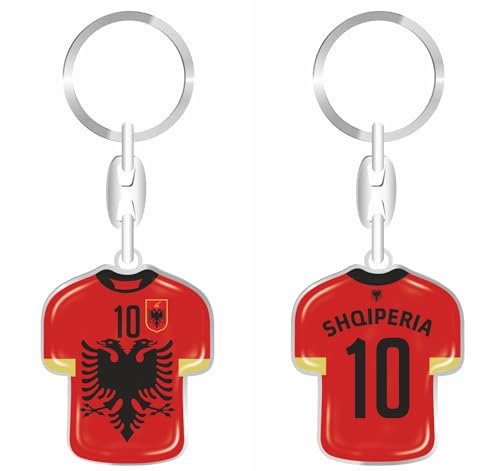 daged Albanien Schlüsselanhänger Trikot Schlüsselring Harzbeschichtung 3D Effekt + Aufkleber -TR-