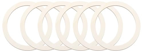 sourcing map Lot de 6 anneaux en bois brut de 15,5 cm - Rond et plat - Pour cadres, projets de bricolage, peinture, décoration d'intérieur