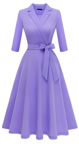 Meetjen Women's Vintage Tea Dress Fall Fit and Flare 3/4 Sleeve Elegant Cocktail Party Formal Church Dresses 2026