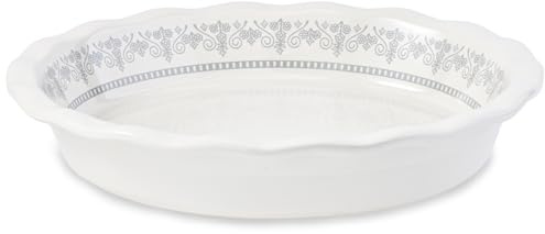Lunaicorn Ceramic Pie Pans for Baking, 9 Inch Porcelain Pie Pan Pie Dish, Round Pie Plate for Apple Pie, Quiche, Pot Pies, Tart（White）