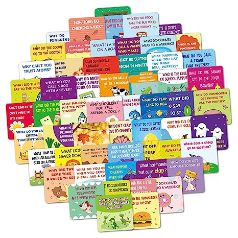 DOITOOL Lunchbox Karten 60 Stück Kinder Witzkarten Aus Karton Kleiner Cartoon Notizen Für Schule Und Mittagessen