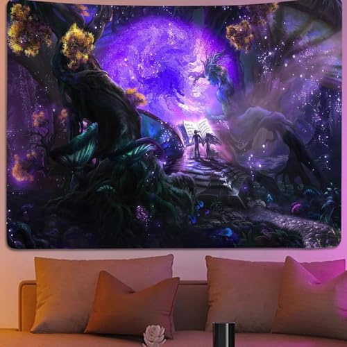 Shuqio Tiefrote magische Vorhänge schwarzer Teppich Wandverkleidung Wanddekoration Wandteppich Teleportation geeignet für Schlafzimmer Wohnzimmer Computerzimmer Wohnraumdekoration