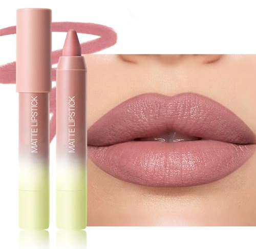 Erinde Matte Lip Crayon, Rossetto Matita Vellutato Cremoso a Lunga Tenuta, Effetto Opaco, Stick Labbra Retrattile On The Go, Non Secca le Labbra #01