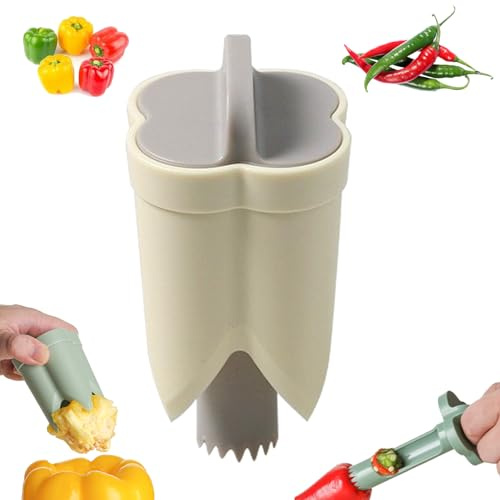 Chili Seed Remover, Paprika Entkerner, 2 in 1 Paprikaentkerner Für Küchen, Haushalte, Camping Und Grillpartys, Gemüse-küchenwerkzeug (Weiß)