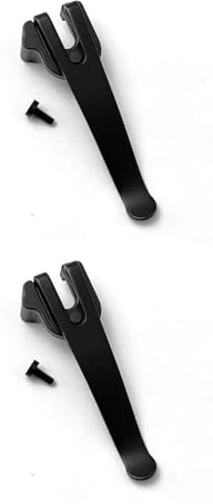 Hophelia Pack of 2 91 mm Swiss Army Deep Carry Bag Clip, Stainless Steel Deep Carry Bag Clip with Screws, Folding Knife Replacement Clips, Practical Waist Accessories (Black)