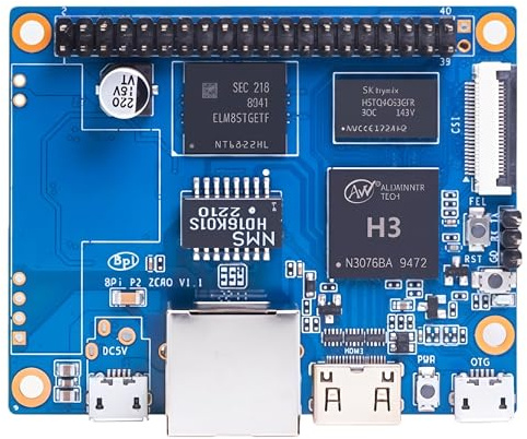 Banana Pi BPI-P2 Zero - Computer con scheda, Allwinner H3 Quad-Core Cortex-A7, 512 MB DDR3, 8 GB eMMC, supporto PoE, compatibile con Android Linux (Single Board)