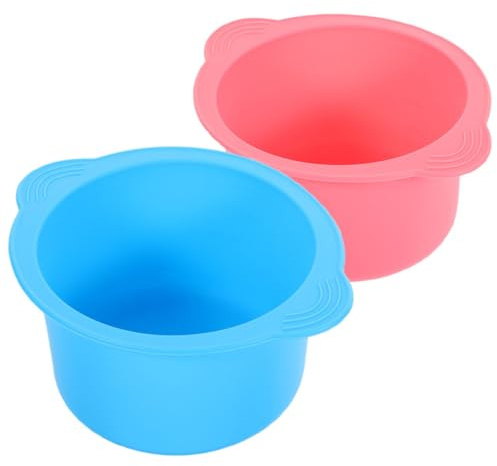 LALADEFIEE Bol en Silicone pour Épilation Spatule Pliable pour 400 Ml Résistant Haute Température, Lot de 2 Pièces Rose et Bleu Routine Beauté et Thérapies la Cire