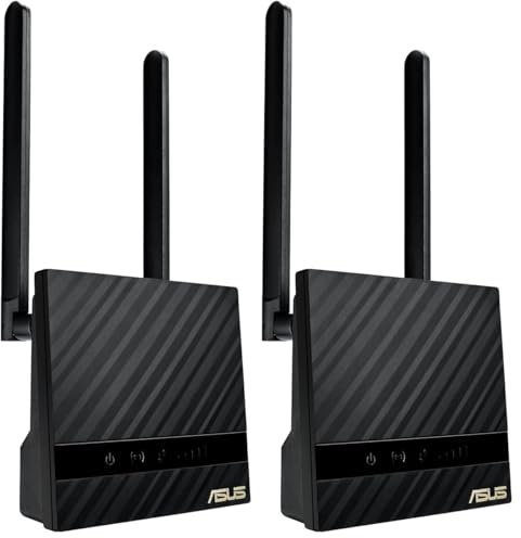 ASUS 4G-N16 Wireless-N300 LTE Modem-Router (4G LTE Mobiles Breitband, 150 Mbit/s, WLAN, 300 Mbit/s, LAN-Port), Schwarz (Packung mit 2)