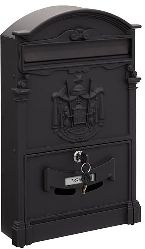 ARREGUI Residencia D-2151/N Boîte aux Lettres individuelle en Aluminium, Style Classique, Taille M (Courrier Format A4, Magazine), Boîte aux Lettres Murale décorative, Facile à Installer, Noir