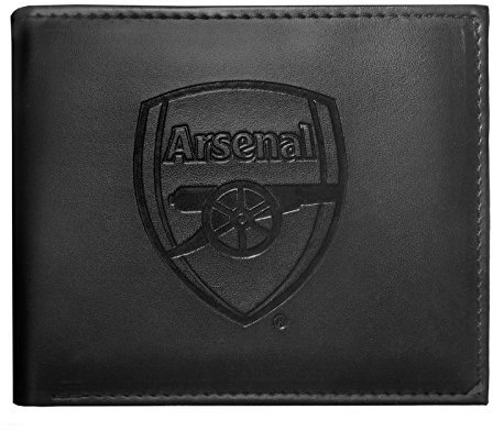 Arsenal FC - Geldbörse mit geprägtem Vereinswappen - Offizielles Merchandise - Schwarz - Schwarz - 11 x 9,5 cm