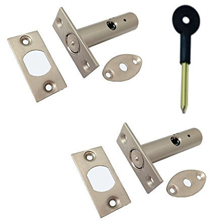 Door Security Rack Bolts with Key - Satin Chrome Twin Pack