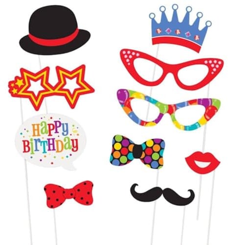Confetti Birthday Assorted Design Photo Booth Props - Pack of 10 - Create Fun and Memorable Party Pictures