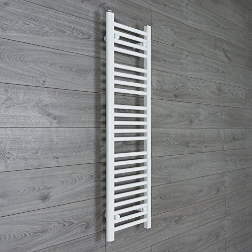 companyblue 300mm wide x 1200mm high Heated Towel Rail Straight Flat White Bathroom Warmer Radiator Rack Central Heating