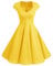 Bbonlinedress Robe Femme de Cocktail Vintage Rockabilly Robe plissée au Genou sans Manches col carré Rétro, Jaune, XL