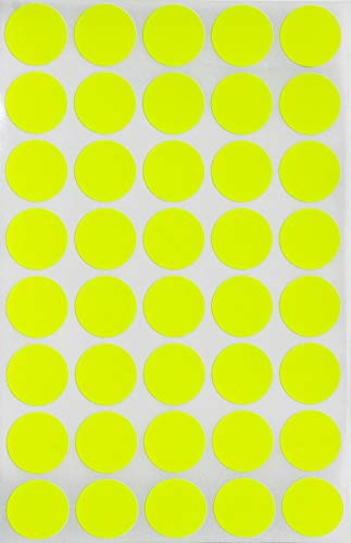 Royal Green Round Stickers Colour Dot Labels 2cm (19mm) 3/4 Inch - Neon Yellow - 600 Pack