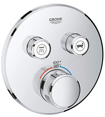 GROHE 29137000 Grohtherm SmartControl Doppelfunktion Duschthermostatventil Trim Kit, Starlight Chrom