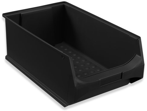 aidB Sichtlagerbox 500x300x200mm 4 Stk. – ESD-Sortierbox für Kleinteile – Leitfähige Lagerbox Werkstatt & Gewerbe – Kleinteilmagazin offene Front – Antistatischer Sortimentskasten - Gr. 5.0 - Schwarz
