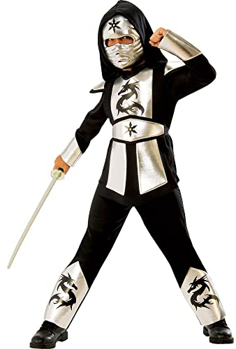 Rubies 641142-L Déguisement de ninja dragon pour enfant Taille L 8-10 ans Argenté